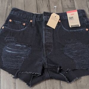 Levi's Charcoal Ripped Denim Shorts